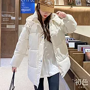 【初色】純色立領加厚麵包科技羽絨棉服外套女外套-共3色-39183(M-2XL可選) M 白色