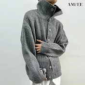 【AMIEE】潮男寬鬆高領針織上衣(男裝/雅痞/KDTQ-Z43) 2XL 灰