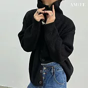 【AMIEE】潮男寬鬆高領針織上衣(男裝/雅痞/KDTQ-Z43) 2XL 黑