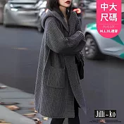 【Jilli~ko】慵懶風加厚中長款連帽開衫外套 J12085  FREE 深灰