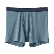 【MUJI 無印良品】男柔滑前開拳擊內褲 XL 煙燻藍