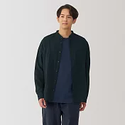 【MUJI 無印良品】男吉貝木棉混二重紗織立領長袖襯衫 S 黑色