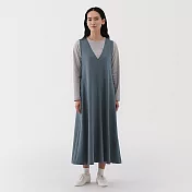 【MUJI 無印良品】女二重織背心裙 M 煙燻藍