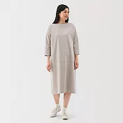 【MUJI 無印良品】女二重織七分袖洋裝 L 米黃
