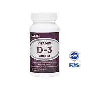 【GNC健安喜】維生素D-3 400食品錠100錠(400 IU維他命D3/增進鈣吸收/骨骼牙齒健康/維持神經肌肉正常生理)(效期2026/1/1)