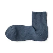 【MUJI 無印良品】男圈絨直角短襪25-27cm 煙燻藍