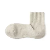 【MUJI 無印良品】男圈絨直角短襪25-27cm 米黃