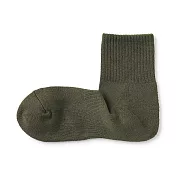 【MUJI 無印良品】男圈絨直角短襪25-27cm 卡其綠