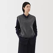 【MUJI 無印良品】女可水洗針織V領背心 S 深灰