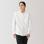 【MUJI 無印良品】男水洗牛津布立領長袖襯衫 S 白色