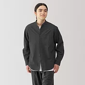 【MUJI 無印良品】男水洗牛津布立領長袖襯衫 S 深灰