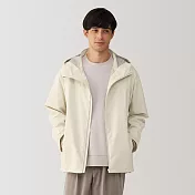 【MUJI 無印良品】男撥水加工連帽外套 L 象牙白