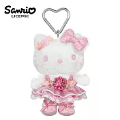 【日本正版授權】凱蒂貓 花朵洋裝系列 玩偶吊飾 娃娃/絨毛玩偶 Hello Kitty - 粉色款