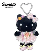 【日本正版授權】凱蒂貓 花朵洋裝系列 玩偶吊飾 娃娃/絨毛玩偶 Hello Kitty - 黑色款
