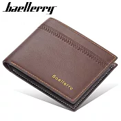 【Baellerry 佰利瑞】7卡皮革素面壓紋時尚男用短夾(32495060) _褐色