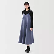 【MUJI 無印良品】女速乾平織布細肩帶洋裝 M 煙燻藍