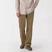 【MUJI 無印良品】男水洗綾織寬版褲 73 深米