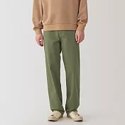 【MUJI 無印良品】男水洗綾織寬版褲 73 卡其綠