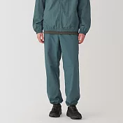 【MUJI 無印良品】男撥水加工尼龍可攜式防風褲 L 煙燻藍