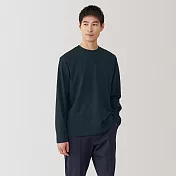 【MUJI 無印良品】男天竺圓領長袖T恤 S 暗藍