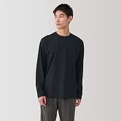 【MUJI 無印良品】男天竺圓領長袖T恤 S 黑色