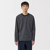 【MUJI 無印良品】男天竺圓領長袖T恤 S 黑橫紋