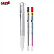 (限量1筆2芯送1)UNI UE5H-258 開心筆五色筆筆管+ 0.38mm紅&黑筆芯 銀