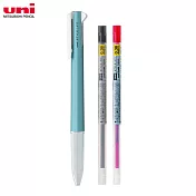 (限量1筆2芯送1)UNI UE3H-208 開心筆三色筆筆管+ 0.38mm紅&黑筆芯 金屬藍
