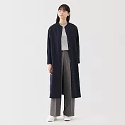 【MUJI 無印良品】女水洗平織布立領長袖洋裝 S 暗藍