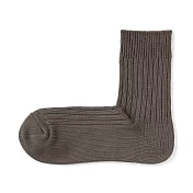 【MUJI 無印良品】男螺紋厚織直角短襪25-27cm 卡其米