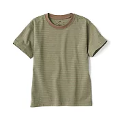 【MUJI 無印良品】兒童天竺圓領短袖T恤 110 卡其橫紋
