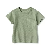 【MUJI 無印良品】幼兒容易穿脫鬆餅紋圓領短袖T恤 80 煙燻綠
