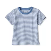 【MUJI 無印良品】幼兒容易穿脫天竺圓領短袖T恤 90 藍橫紋