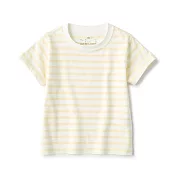 【MUJI 無印良品】幼兒容易穿脫天竺圓領短袖T恤 80 淺黃橫紋