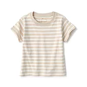 【MUJI 無印良品】幼兒容易穿脫天竺圓領短袖T恤 80 淺米橫紋