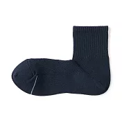 【MUJI 無印良品】男清爽舒適棉質直角短襪25-27cm 暗藍