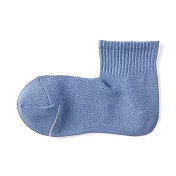【MUJI 無印良品】女清爽舒適棉質直角短襪23-25cm  煙燻藍