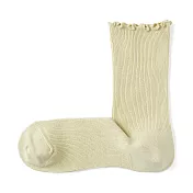 【MUJI 無印良品】女足口柔軟莫代爾混捲邊直角襪23-25cm 淺黃
