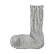 【MUJI 無印良品】女足口柔軟螺紋厚織直角襪23-25cm 灰色