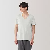 【MUJI 無印良品】男清爽舒適棉質V領短袖T恤 M 淺灰
