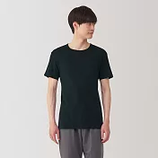 【MUJI 無印良品】男清爽舒適棉質圓領短袖T恤 M 黑色