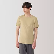 【MUJI 無印良品】男清爽舒適棉質圓領短袖T恤 M 米色