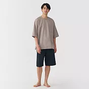 【MUJI 無印良品】男透氣短袖家居睡衣 M 灰棕