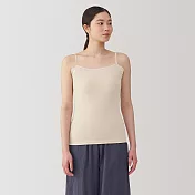 【MUJI 無印良品】女清爽舒適棉質附吸汗墊片細肩帶 S 米黃