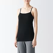 【MUJI 無印良品】女棉混蠶絲可拆罩杯式細肩帶 M 黑色