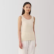 【MUJI 無印良品】女清爽舒適棉質附吸汗墊片坦克背心 L 米黃