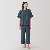 【MUJI 無印良品】女無側縫楊柳紗織五分袖家居睡衣 S 煙燻藍