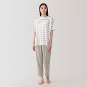 【MUJI 無印良品】女柔滑涼感短袖家居睡衣 S 煙燻紫橫紋