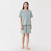 【MUJI 無印良品】女涼感短袖家居睡衣 M 淺藍