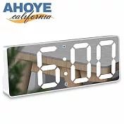 【AHOYE】LED鏡面USB電池兩用智能聲控電子鬧鐘